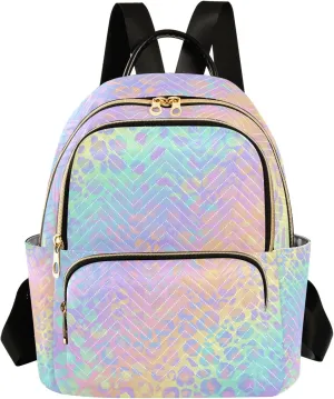 ALAZA Mini Backpack Purse for Women Lightweight Girls Small Rainbow Leopard Cheetah School Teens College Traveling