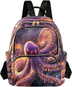 ALAZA Purple Octopus Mini Backpack Purse for Women Travel Bag Lightweight Shoulder Bag Fashion Daypack43