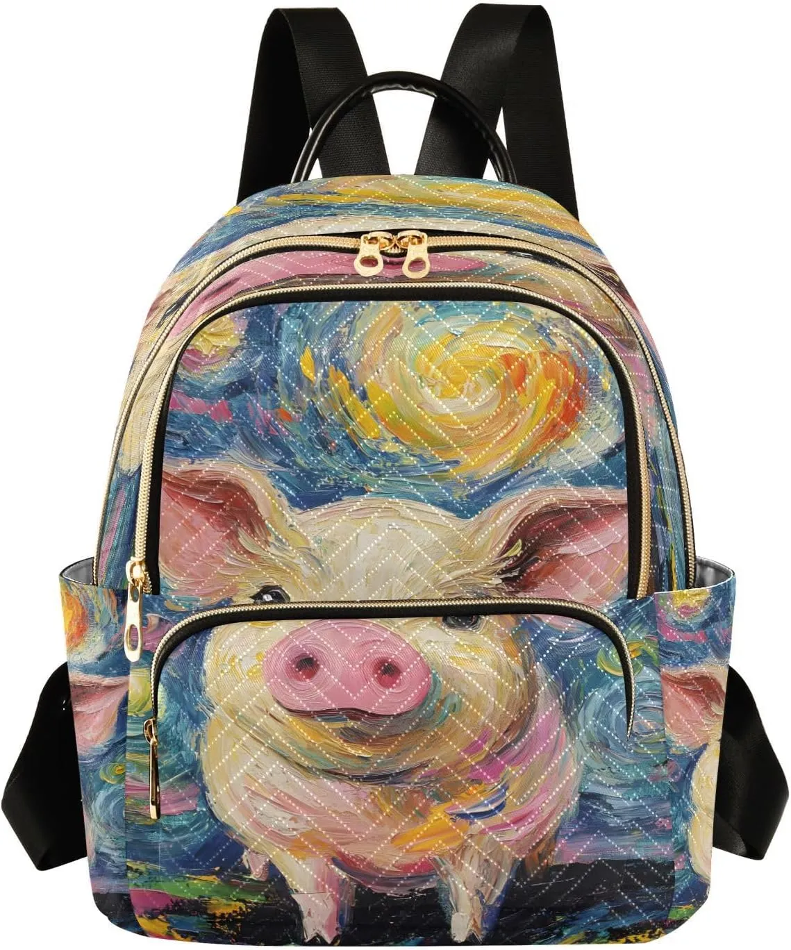 ALAZA Starry Sky Pig Small Backpack Purse for Women Travel Bag Lightweight Shoulder Bag Fashion Daypack