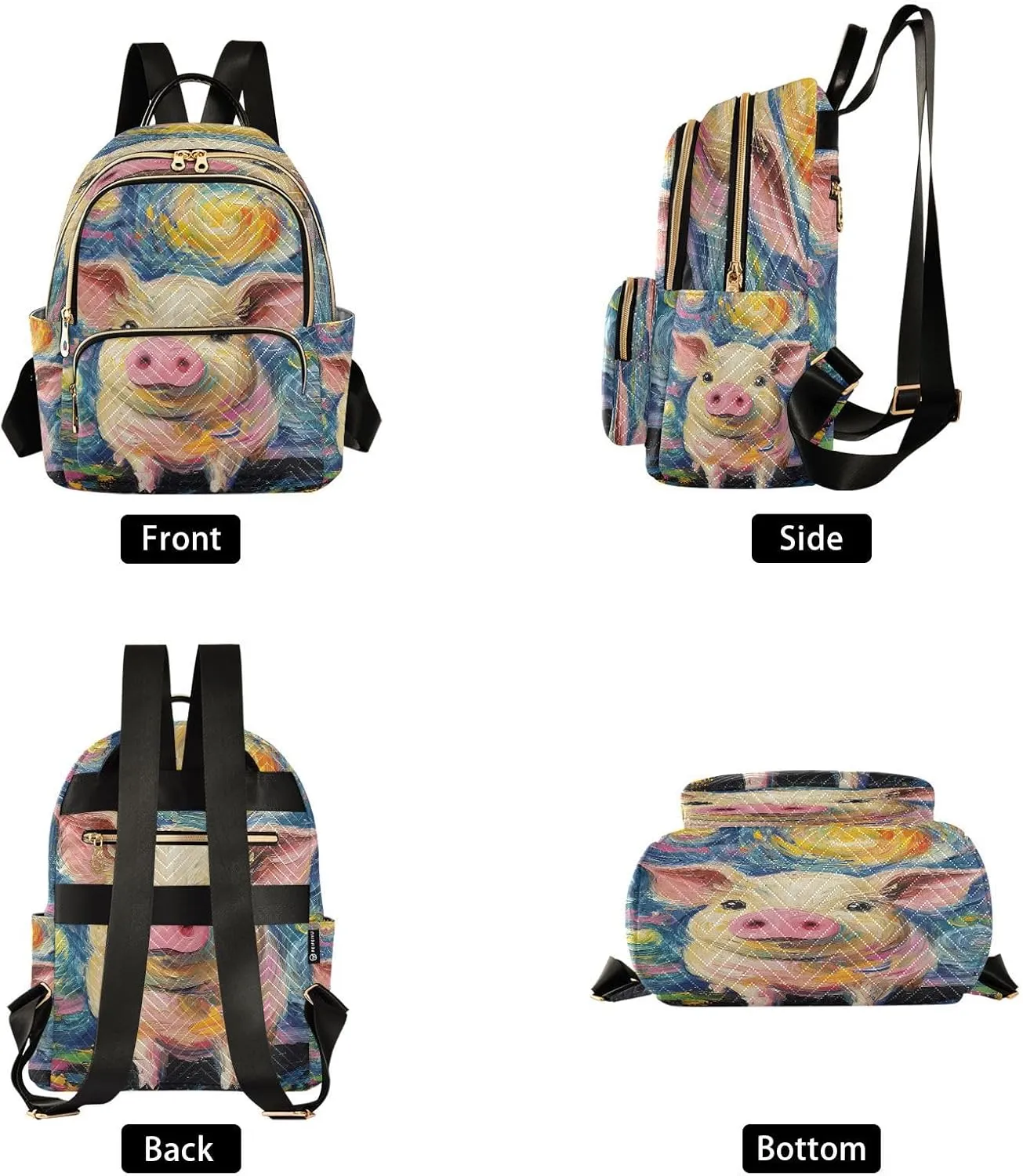 ALAZA Starry Sky Pig Small Backpack Purse for Women Travel Bag Lightweight Shoulder Bag Fashion Daypack