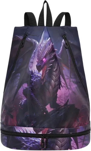 ALAZA Swimming Bags Waterproof Gym Bag Swim Backpack for Beach Sports Dragon Pterosaur Pool Swimmers Men and Women