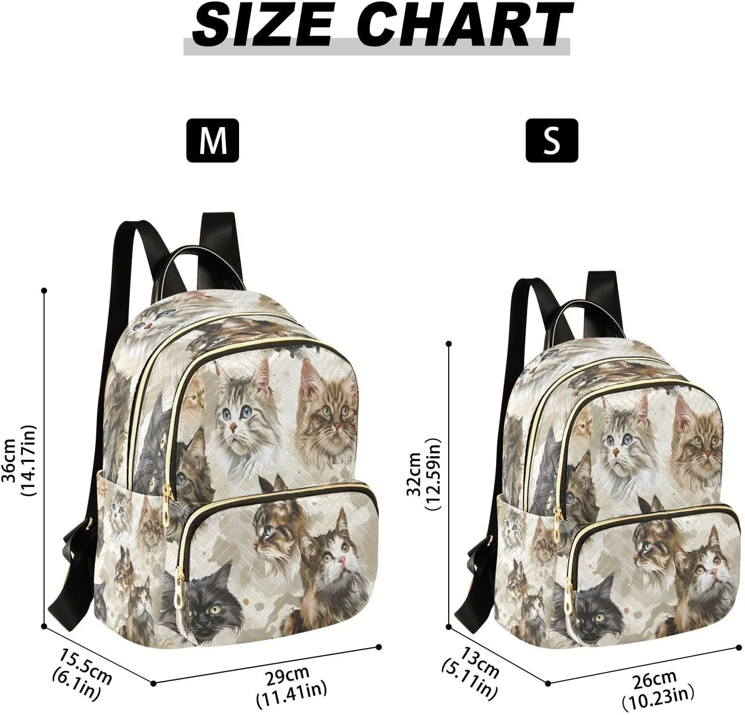 ALAZA Various Cats Realistic Style Mini Backpack Purse for Women Travel Bag Lightweight Shoulder Bag Fashion Daypack