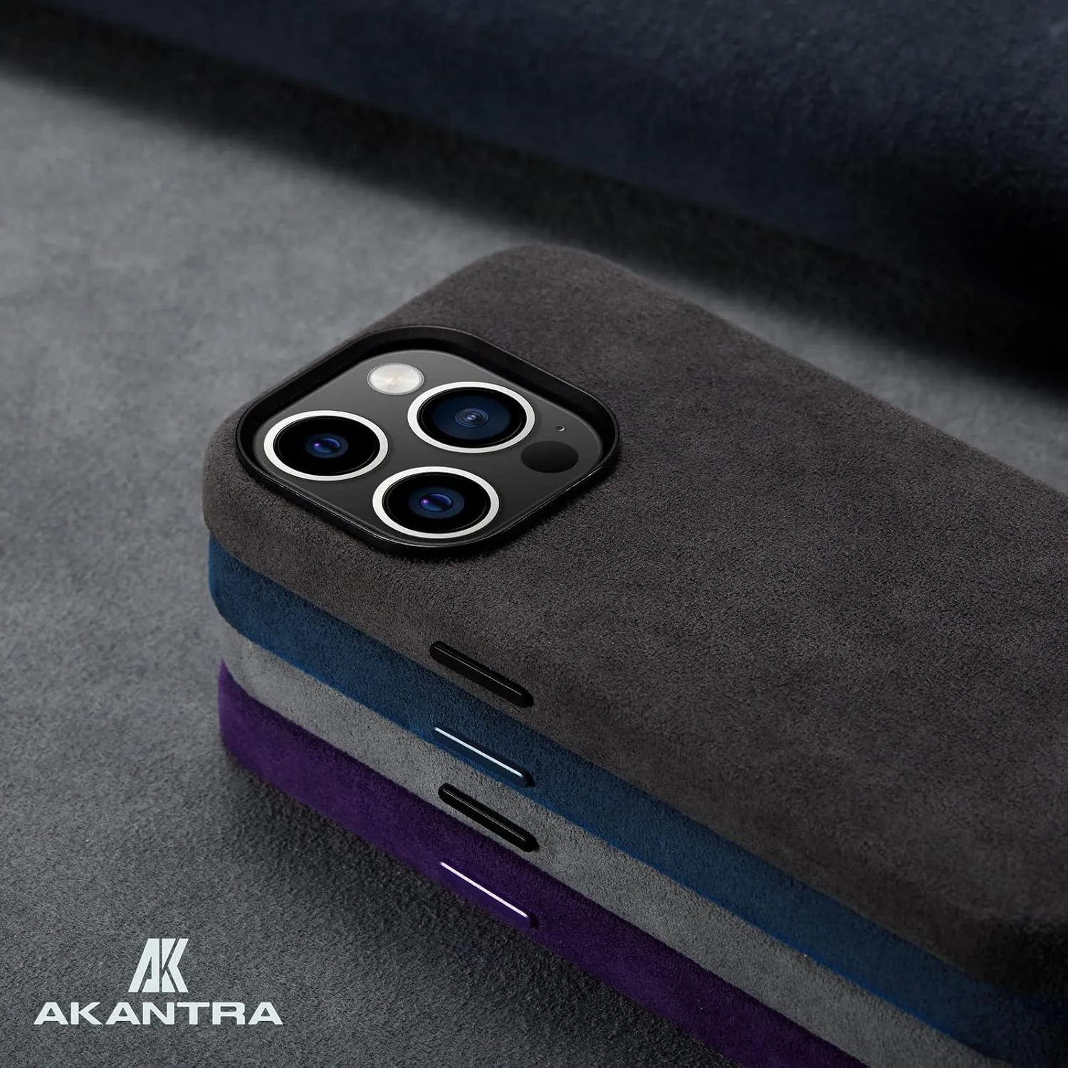 Alcantara Case for Apple iPhone 14 Series, Handmade Fully-Wrapped Synthetic Suede Cover, Compatible with Magsafe Wireless Charging(iPhone 14 Pro,Navy)