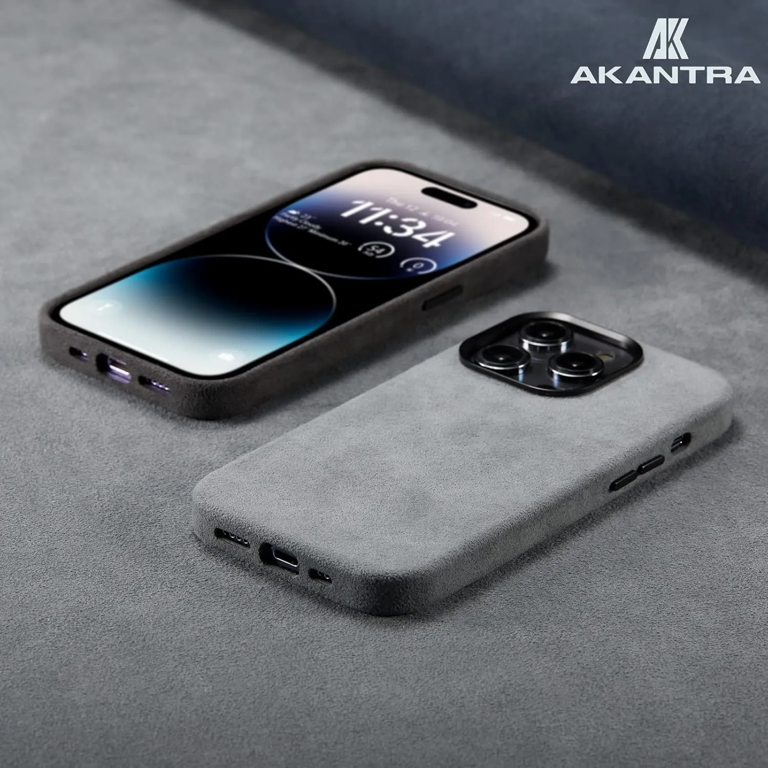 Alcantara Case for Apple iPhone 14 Series, Handmade Fully-Wrapped Synthetic Suede Cover, Compatible with Magsafe Wireless Charging(iPhone 14 Pro,Navy)