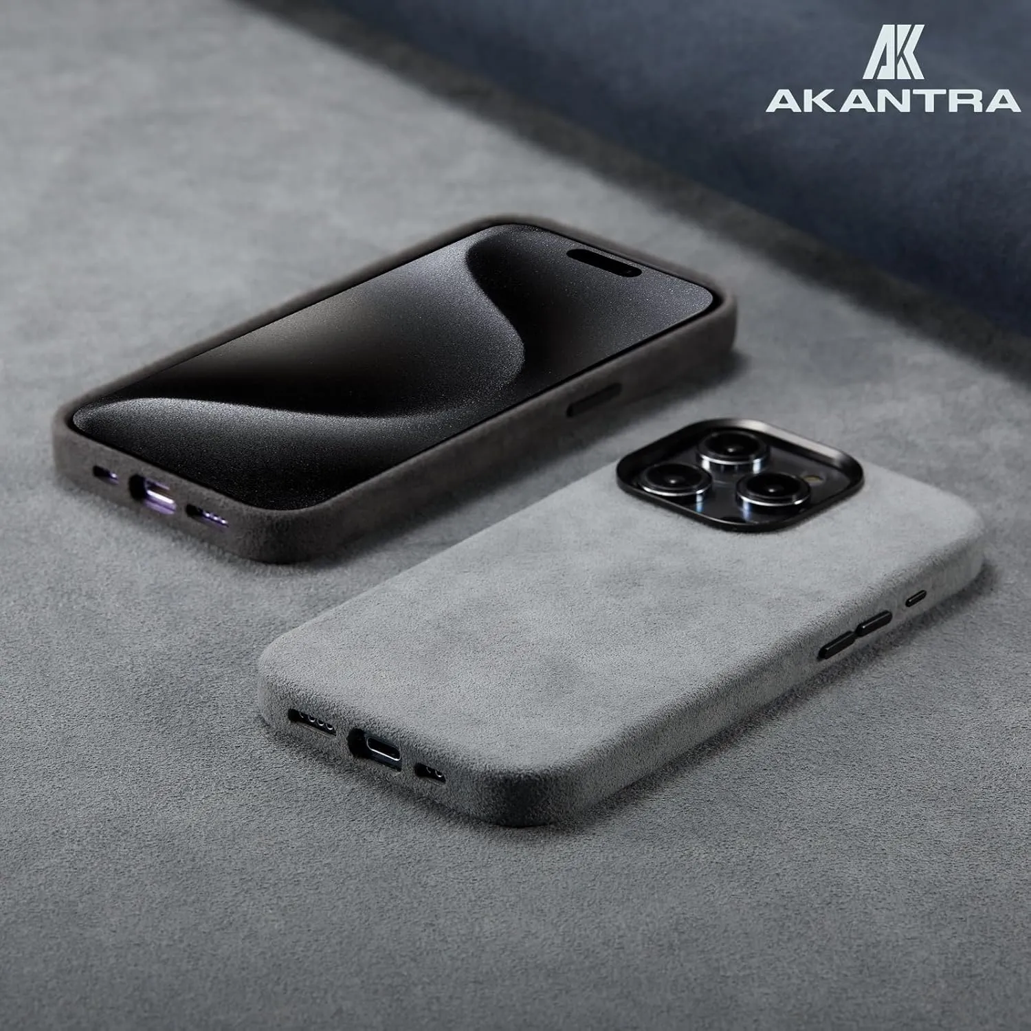 Alcantara Case for Apple iPhone 15 Pro, Handmade Fully-Wrapped Synthetic Suede Cover, Compatible with Magsafe Wireless Charging (iPhone15 Pro, Navy)
