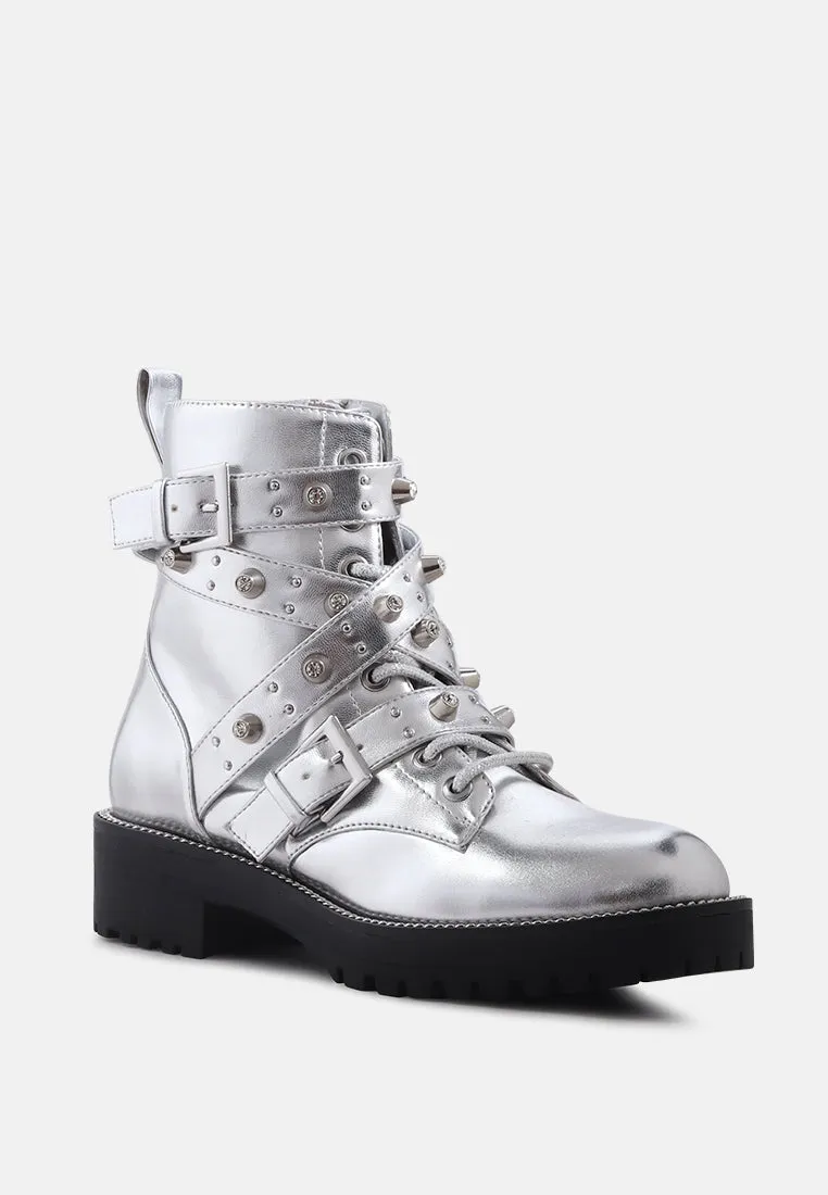 alitza metallic studded ankle boots