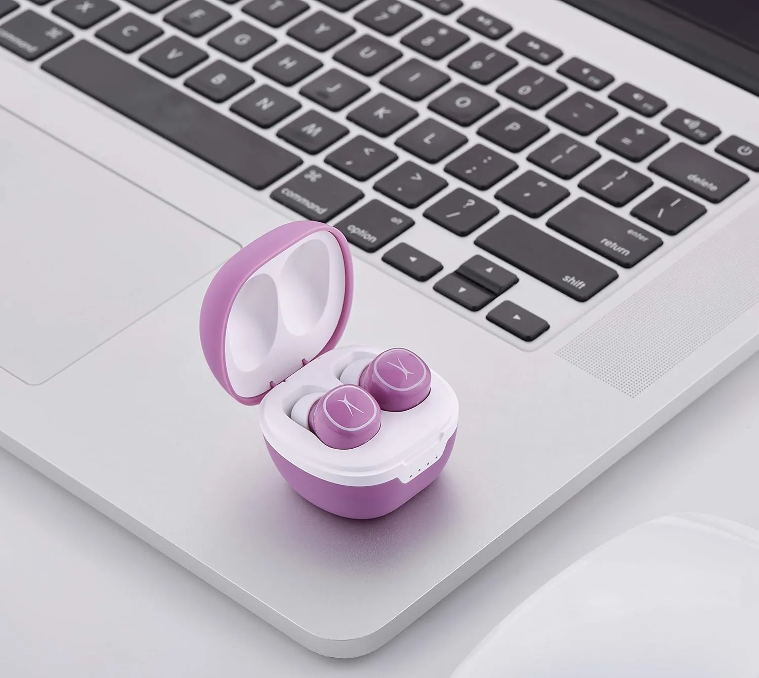 Altec Lansing Nanobuds - Truly Wireless Earbuds with Charging Case, TWS Waterproof Bluetooth Earbuds with Touch Controls for Travel, Sports, Running, Working (Purpley Pink)