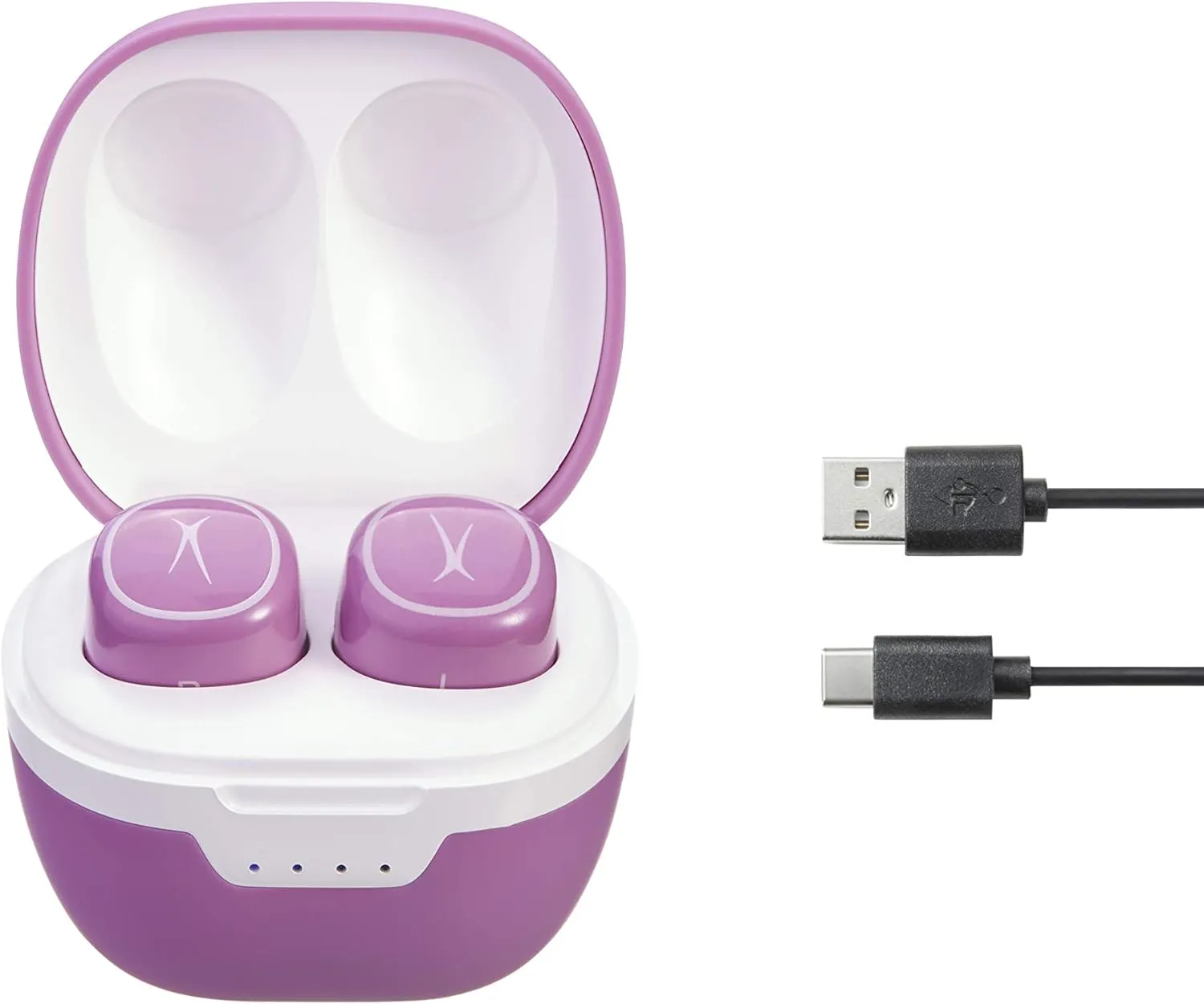 Altec Lansing Nanobuds - Truly Wireless Earbuds with Charging Case, TWS Waterproof Bluetooth Earbuds with Touch Controls for Travel, Sports, Running, Working (Purpley Pink)