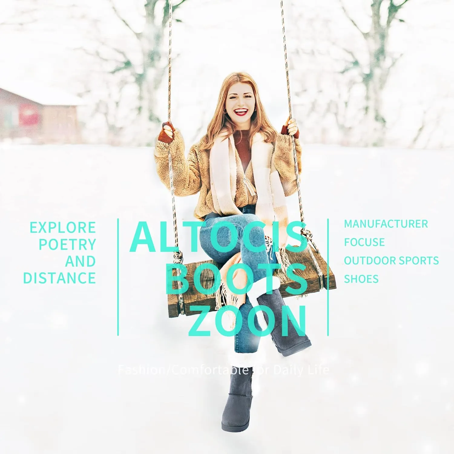 ALTOCIS Women’s Fur Lined Winter Snow Boots Short Mid Calf Fashion Boot Art Resin Button Faux Suede Boots for Women