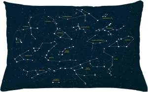 Ambesonne Constellation Throw Pillow Cushion Cover, Sky Map Andromeda Lacerta Cygnus Lyra Hercules Draco Bootes Lynx, Decorative Rectangle Accent Pillow Case, 26" X 16", Blue Yellow