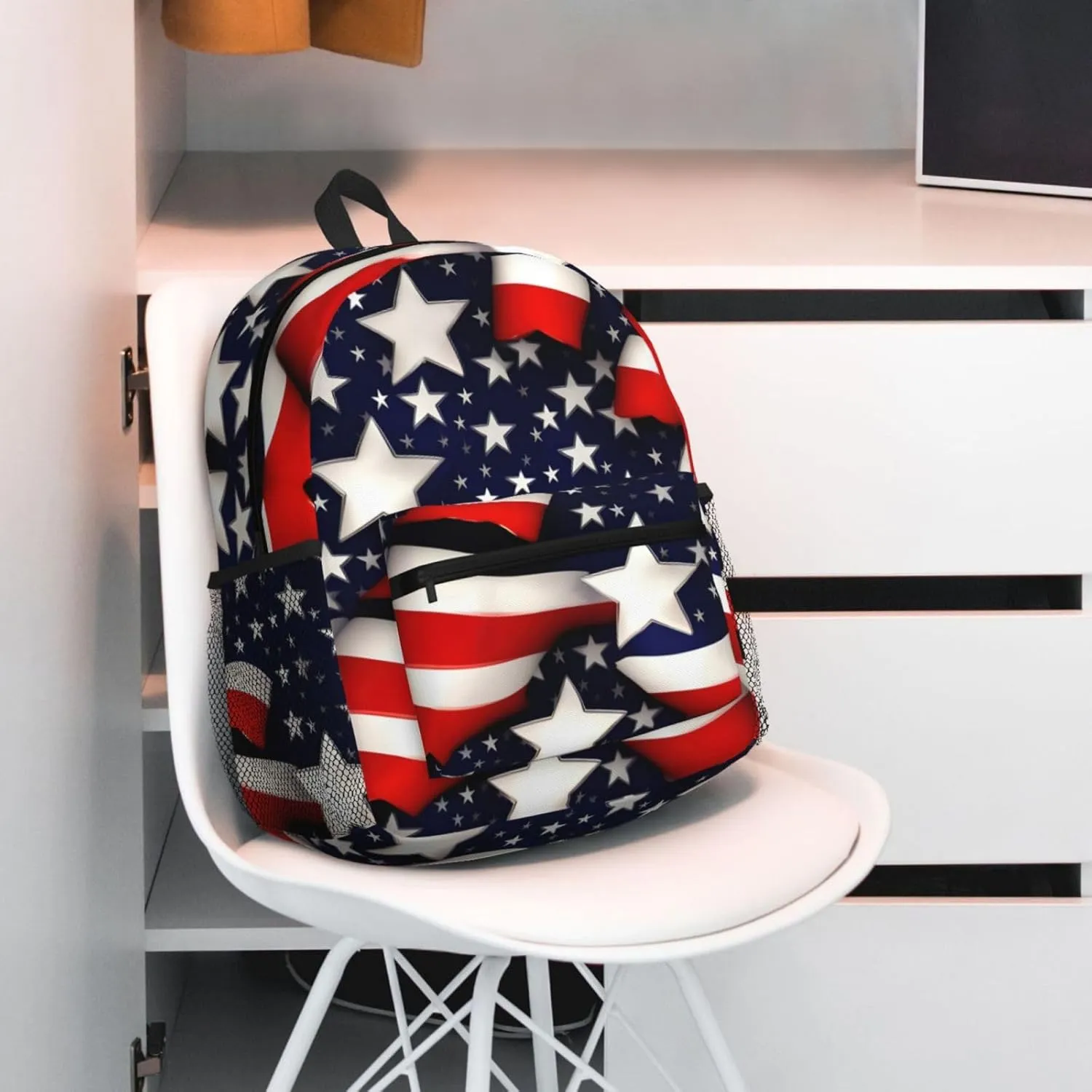 American Flag Stars Stripes Print Backpack For Men And Women Lightweight Backpack Casual Daypack For Workplace Travel