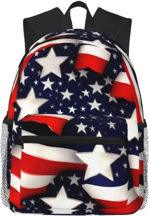 American Flag Stars Stripes Print Backpack For Men And Women Lightweight Backpack Casual Daypack For Workplace Travel