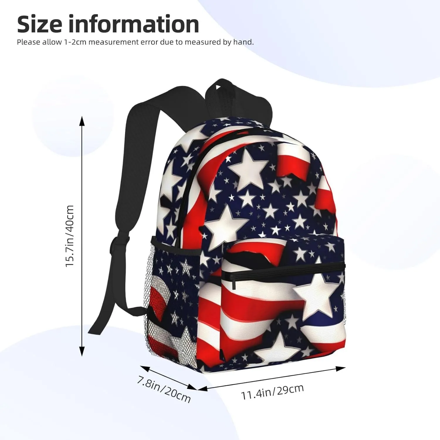 American Flag Stars Stripes Print Backpack For Men And Women Lightweight Backpack Casual Daypack For Workplace Travel