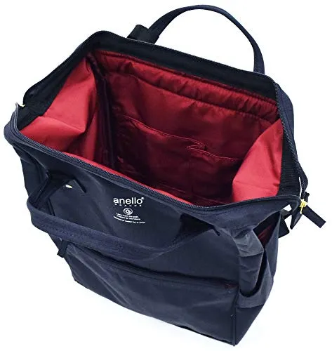 Anello Large-Capacity Water-Repellent Wooden Mouth Backpack GU-B3013 Navy