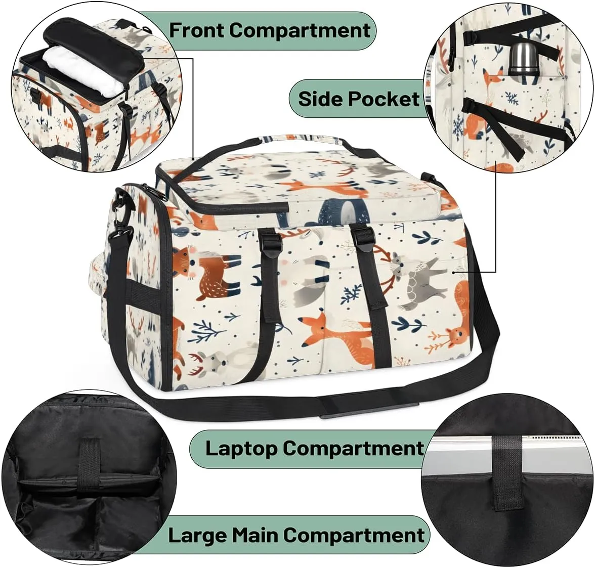 Animals Travel Backpack Carry On Flight Approved for Women Men, 18.9 Inch Large Jungle Animal Airline Approved Luggage Weekender Backpacks
