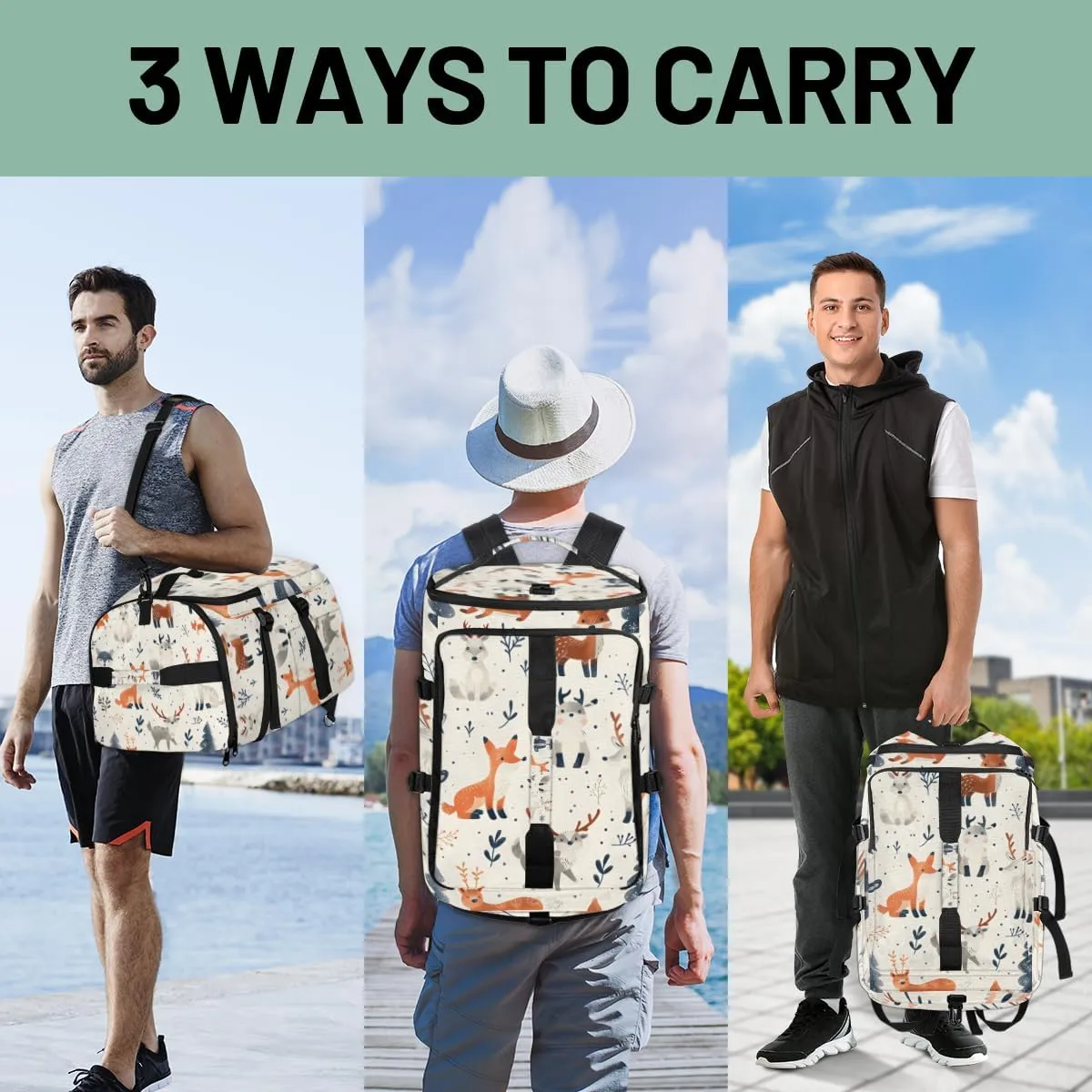 Animals Travel Backpack Carry On Flight Approved for Women Men, 18.9 Inch Large Jungle Animal Airline Approved Luggage Weekender Backpacks