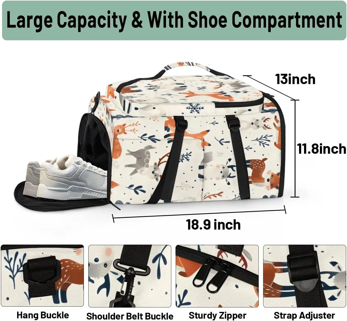 Animals Travel Backpack Carry On Flight Approved for Women Men, 18.9 Inch Large Jungle Animal Airline Approved Luggage Weekender Backpacks