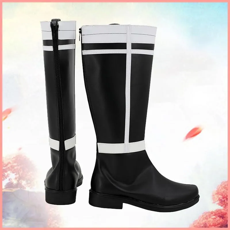 Anime Himmel Cosplay Shoes Fashion Black Long Boots for Halloween Carnival Party