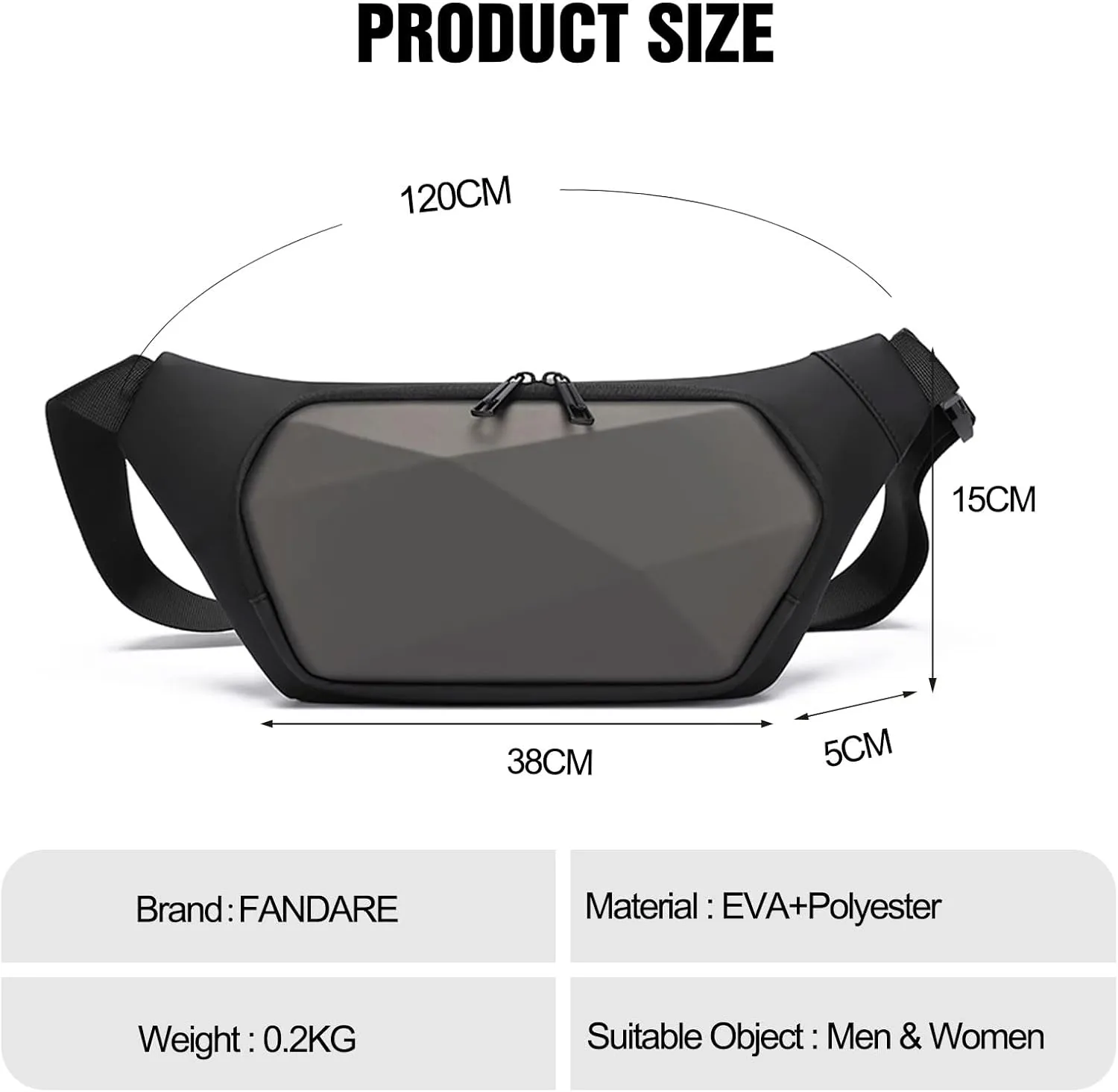 Anti-theft waist pack Men fanny pack Adjustable hip bag Hands-free belt bags Lightweight waist pouch Sling One-strap Daypacks for Hiking Cycling Outdoor Travel Flex Bags Polyester Grey