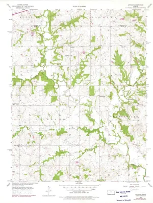 Antioch KS topo map, 1:24000 Scale, 7.5 X 7.5 Minute, Historical, 1957, Updated 1975, 27.02 x 21.01 in