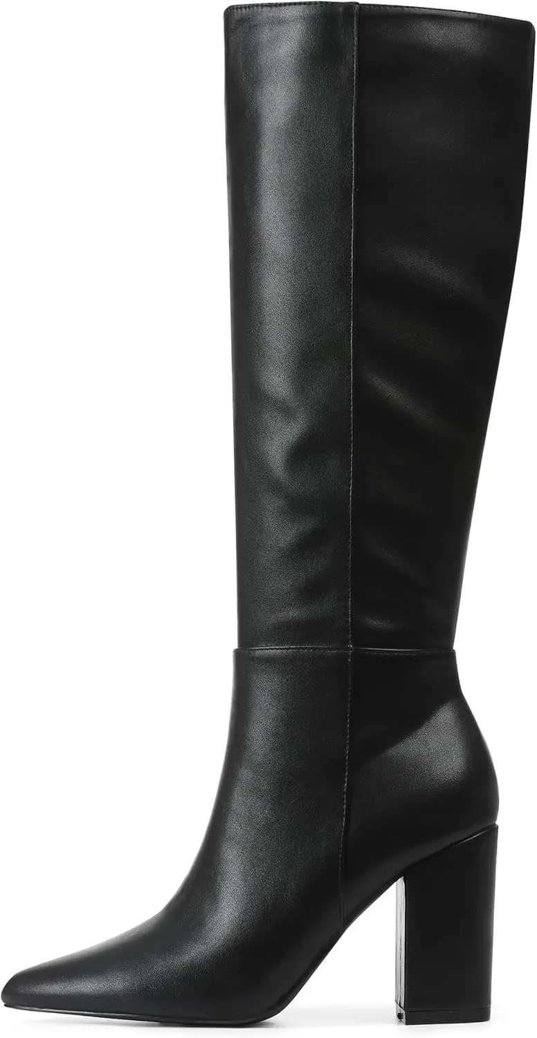 AOSPHIRAYLIAN Knee High Boots Women Snake Faux Crocodile Boots Long Tall Boots Pointed Toe Chunky High Heel Boots with Zipper Block Heel Fashion Dress Boots Pull On Size 6-10