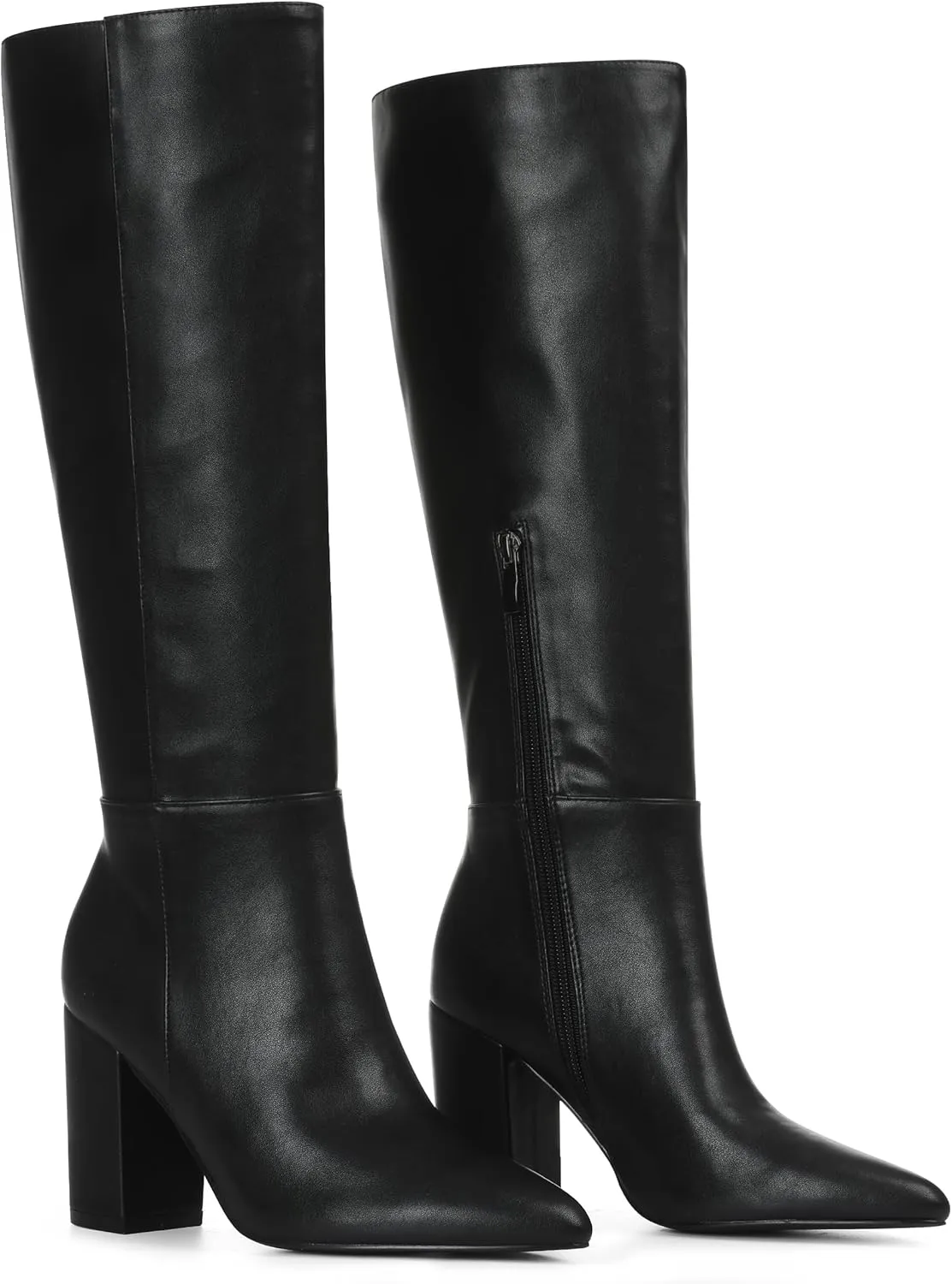 AOSPHIRAYLIAN Knee High Boots Women Snake Faux Crocodile Boots Long Tall Boots Pointed Toe Chunky High Heel Boots with Zipper Block Heel Fashion Dress Boots Pull On Size 6-10