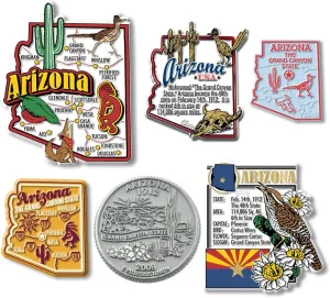 Arizona Six-Piece State Magnet Set by Classic Magnets, Includes 6 Unique Designs, Collectible Souvenirs Made in The USA