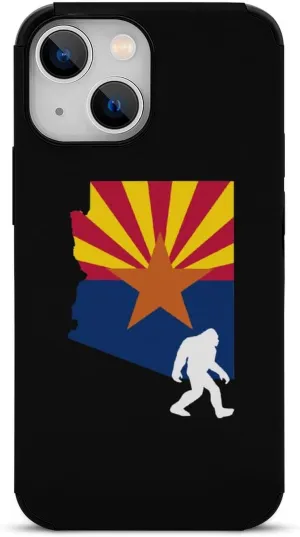 Arizona State Flag Map Bigfoot Compatible with iPhone 13 Case Shockproof Anti-Scratch Soft Case Fiber Skin