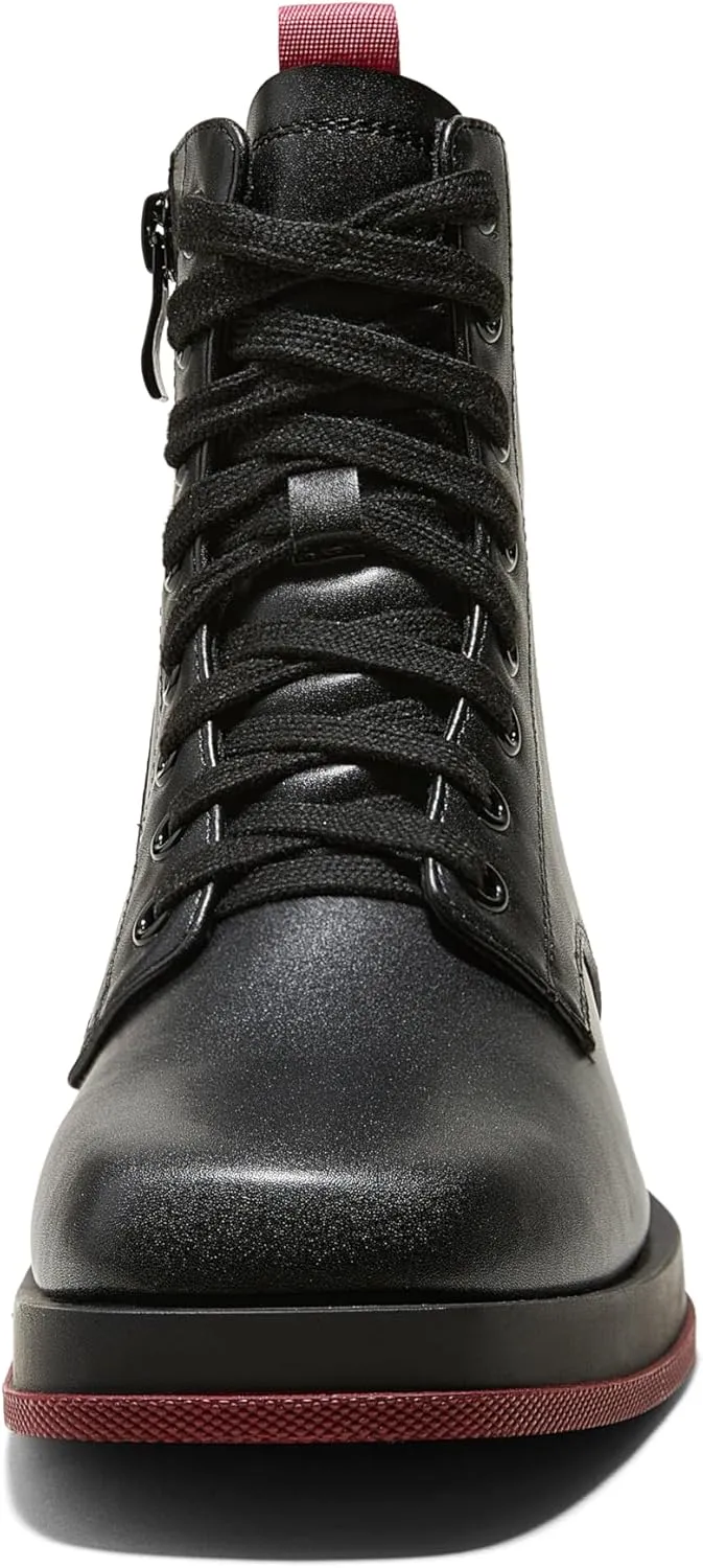 Arromic Black Ankle Boots Women's Lace-up Combat Boots with Side Zipper Square Toe Low Heel Fashion Booties