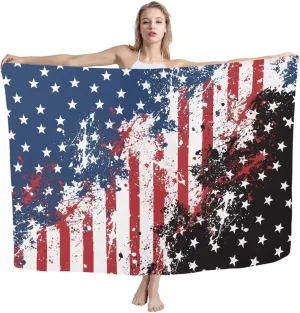 Artistic American Flag Beach Blanket Waterproof Sandproof Oversized Lightweight for Adults Blanket Beach Large Picnic Mat Beach Blanket for Travel Camping Hiking Picnic Large