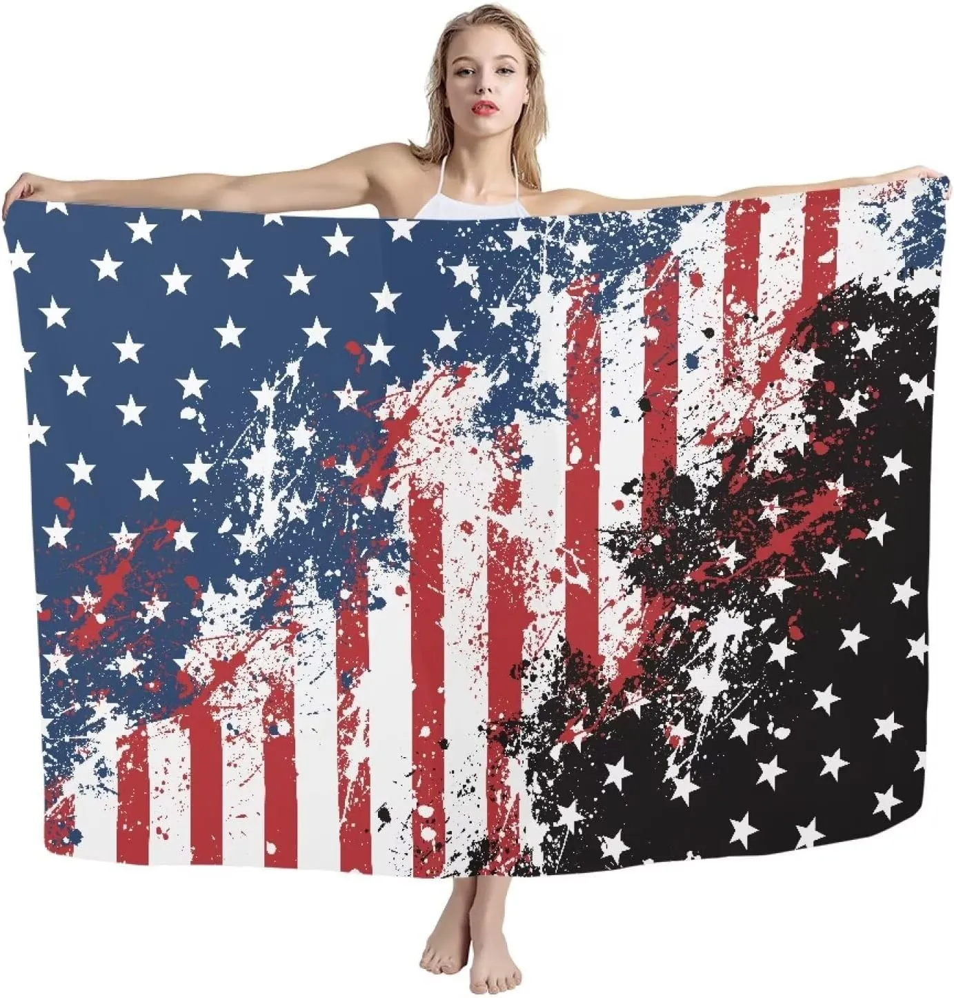 Artistic American Flag Beach Blanket Waterproof Sandproof Oversized Lightweight for Adults Blanket Beach Large Picnic Mat Beach Blanket for Travel Camping Hiking Picnic Large
