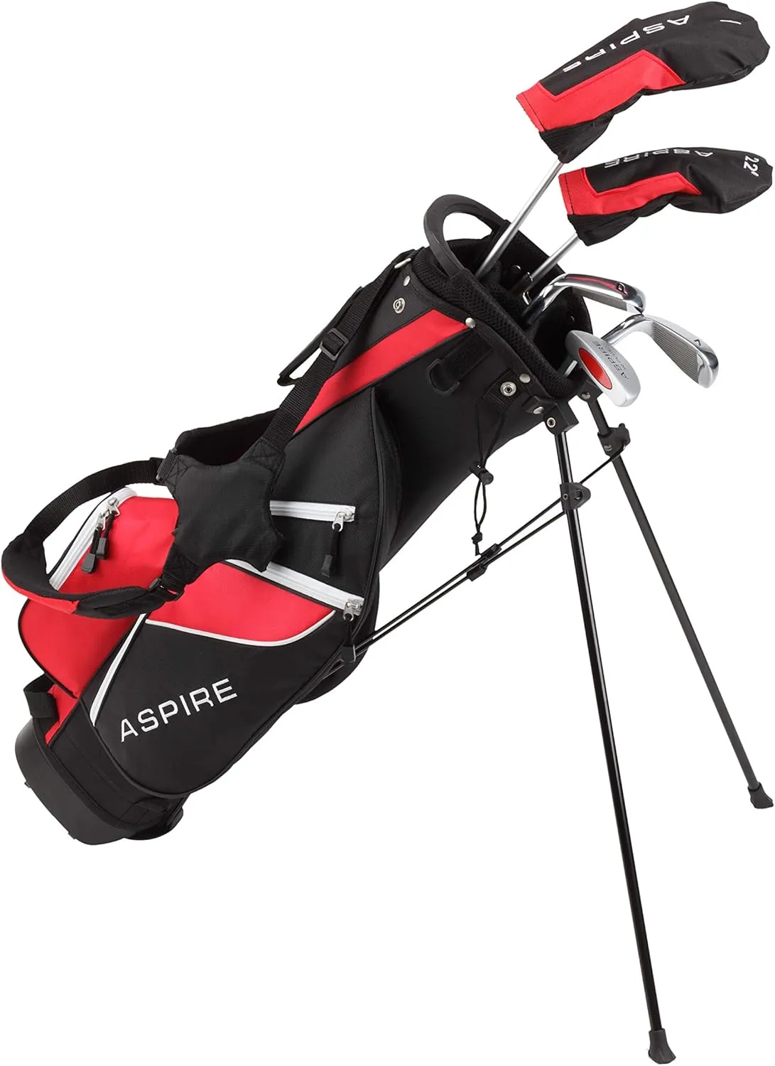 Aspire Junior Plus Kids Golf Clubs for Ages 3-12 (5 Groups) - Boys & Girls Right-Handed Kids Golf Set with Lightweight Stand Bag, Graphite Shafts & Aircraft-Grade Aluminum