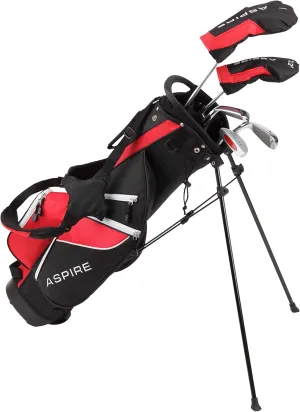 Aspire Junior Plus Kids Golf Clubs for Ages 3-12 (5 Groups) - Boys & Girls Right-Handed Kids Golf Set with Lightweight Stand Bag, Graphite Shafts & Aircraft-Grade Aluminum