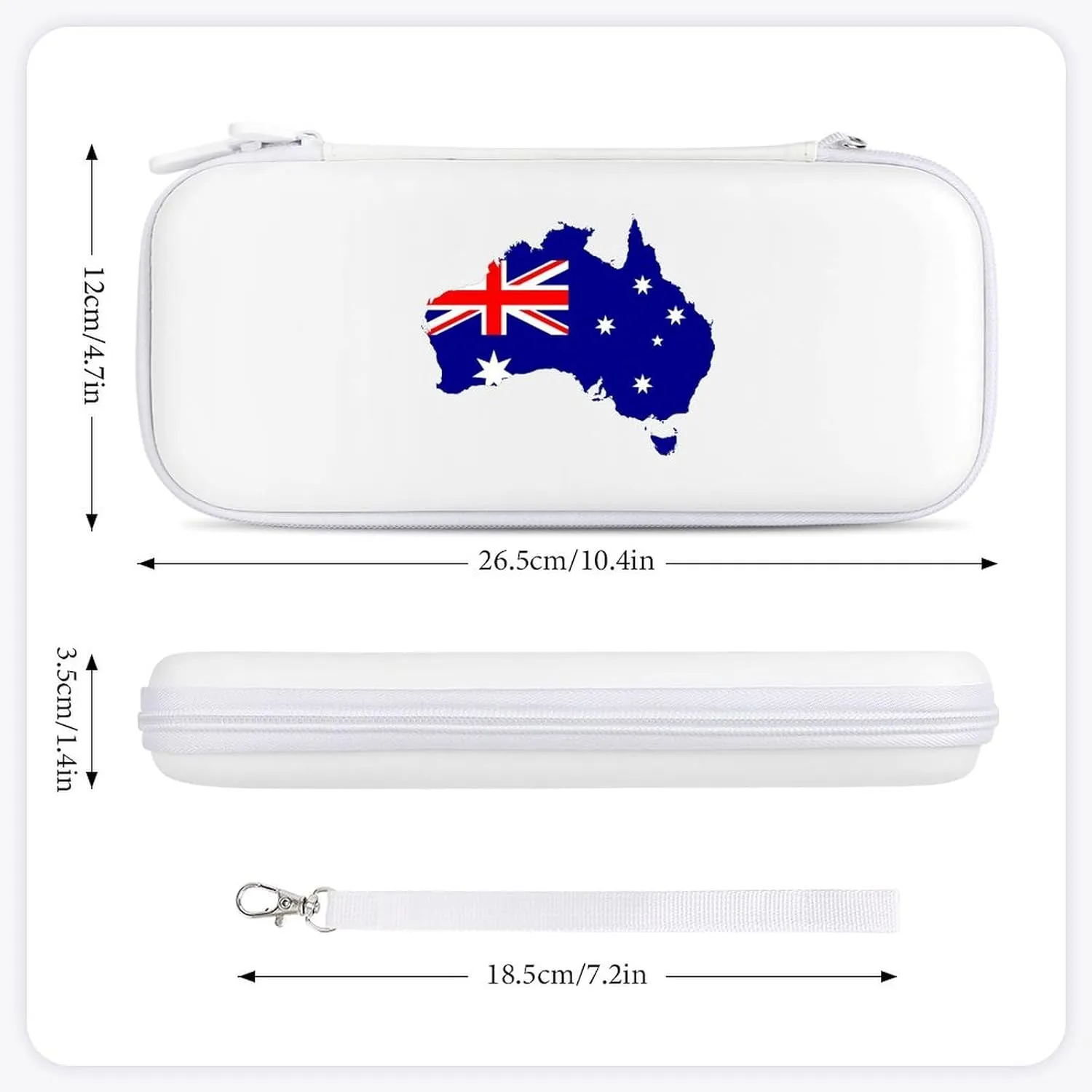 Australia Map Flag Hard Shell Travel Case with Rope 15 Game Card Pockets Compatible with Switch Protective