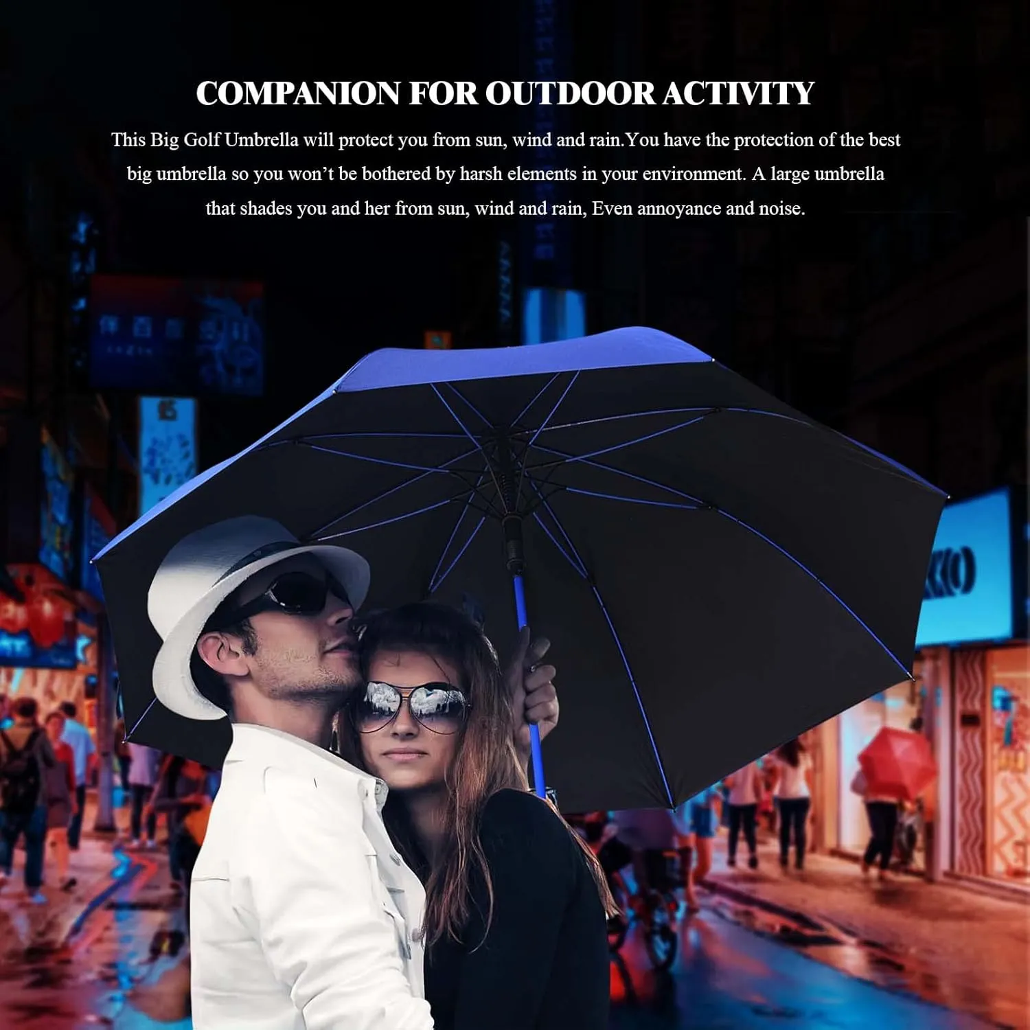 Automatic Open Golf Umbrella，Extra-Large Oversized 62 Inch Windproof Rain Stick Umbrella UV Protection Sports Umbrella