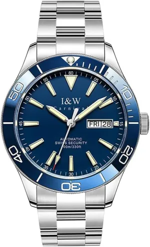 Automatic Watches for Men Synthetic Sapphire Crystal Mechanical Diving Watch (Blue)