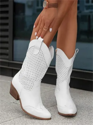 Avencea Breathable Cowboy Boots with Stylish Zipper