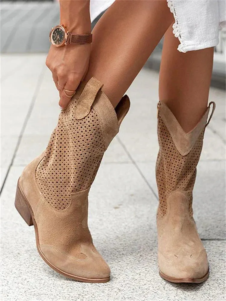 Avencea Breathable Cowboy Boots with Stylish Zipper