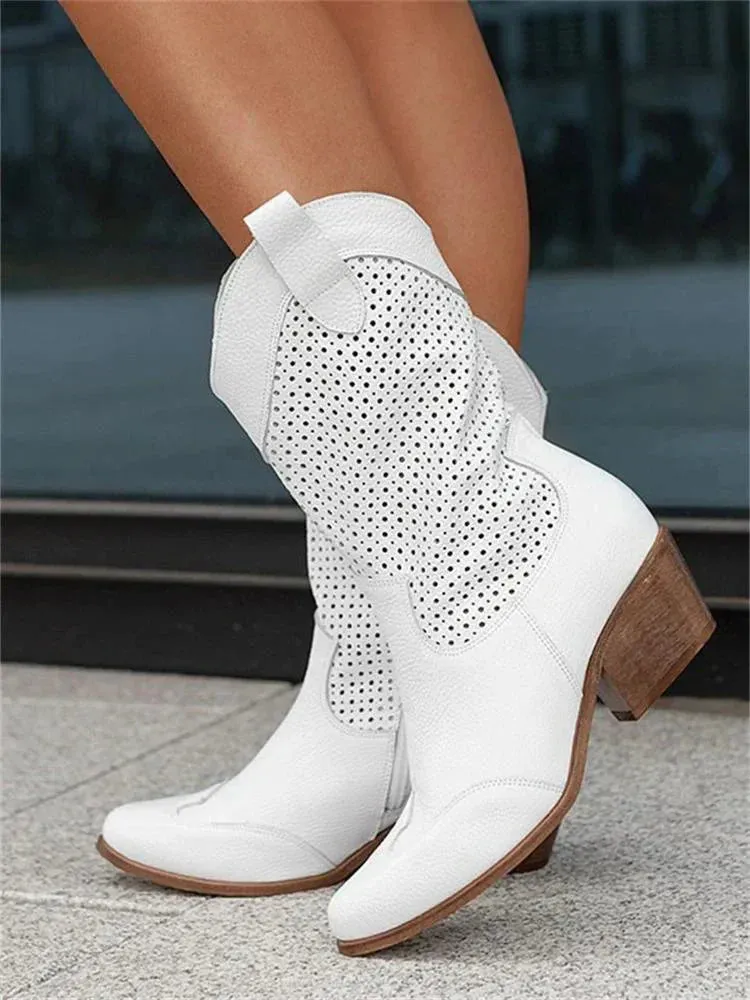 Avencea Breathable Cowboy Boots with Stylish Zipper