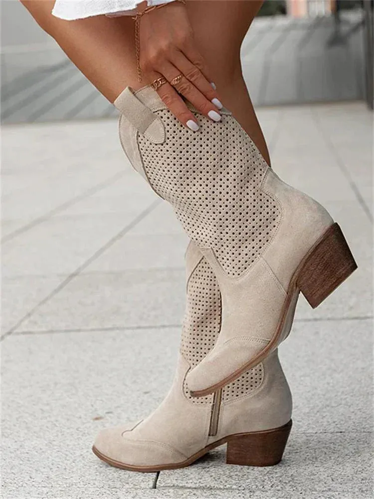 Avencea Breathable Cowboy Boots with Stylish Zipper