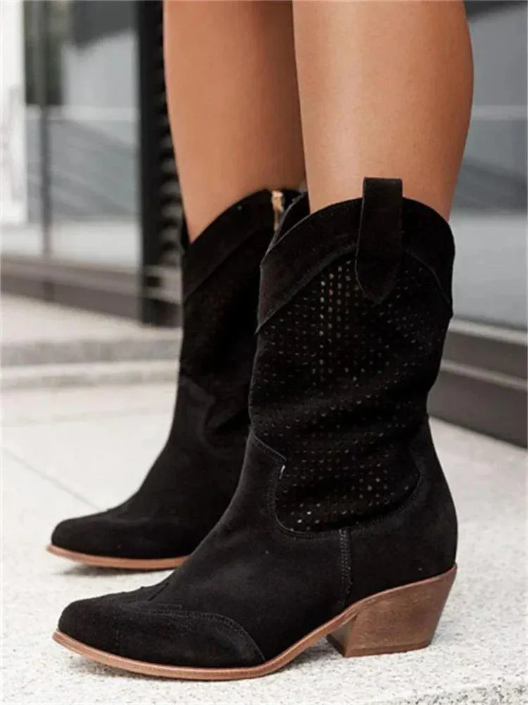 Avencea Breathable Cowboy Boots with Stylish Zipper