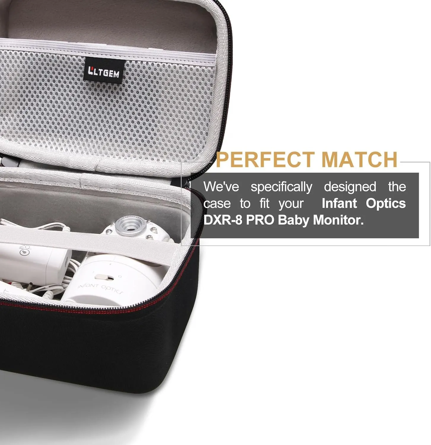 Baby Monitor Travel Case for Infant Optics DXR-8 PRO/HelloBaby/VTech/VAVA/ANMEATE/eufy Security Baby Monitor - Hard Protective Carrying Storage Bag