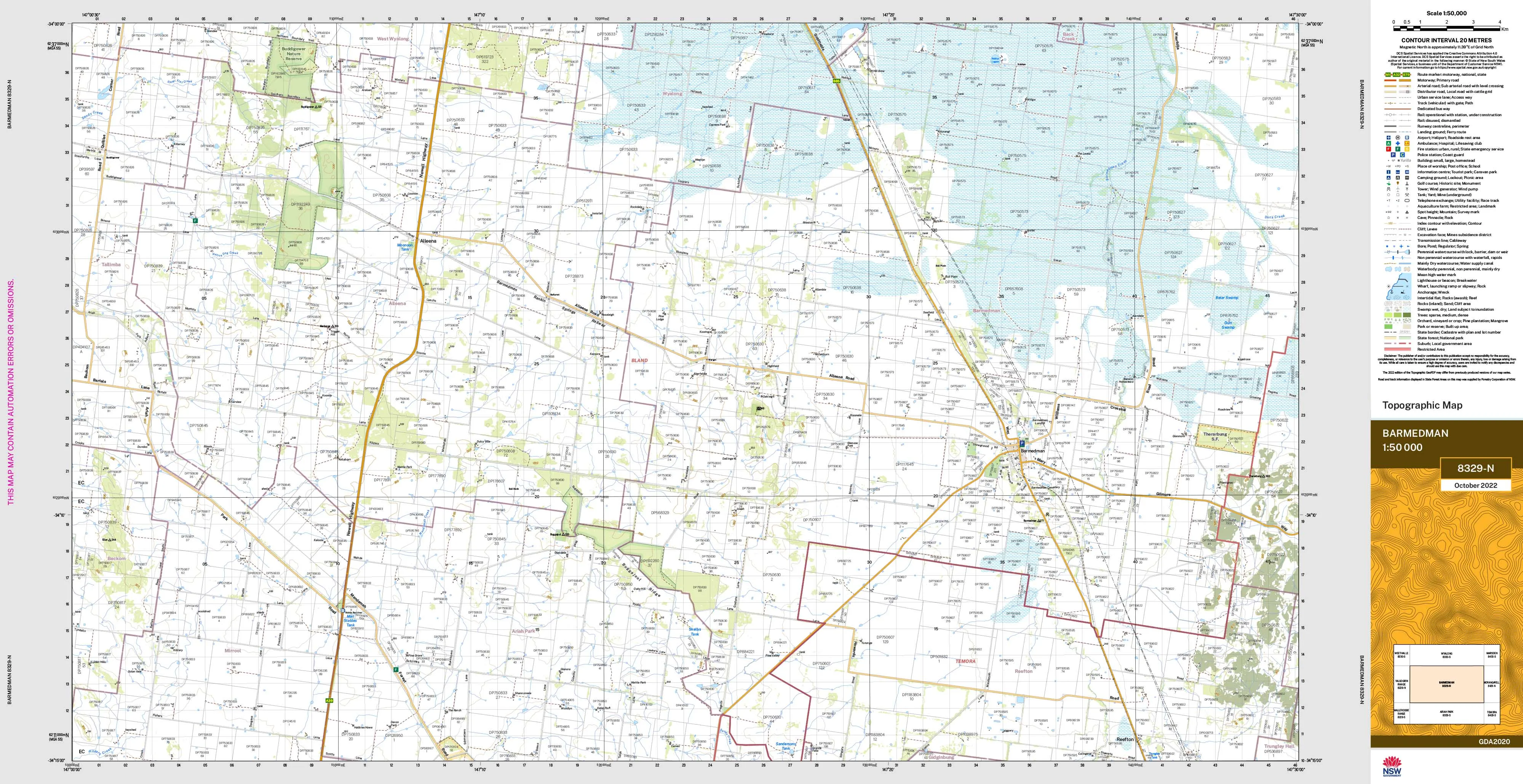 Barmedman 8329-N Topographic Map 1:50k