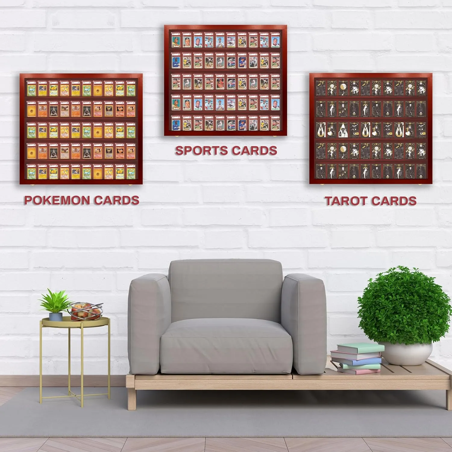 Baseball Card Display Case - 50 Graded Sports Frame Lockable - PSA Graded Case With UV Protection | Pokemon Display for Football & Basketball