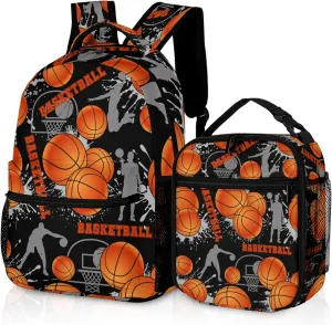 Basketball Backpack with Lunch Box Lightweight Casual Travel Basketball Backpack 17 inch Men Gift for Baseball Lover