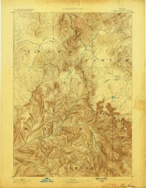Bear Valley ID topo map, 1:125000 Scale, 30 X 30 Minute, Historical, 1893, Updated 1898, 20 x 15.6 in