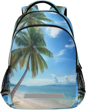 Beautiful Tropical Beach Design Waterproof Backpack - Casual Outdoor Sports Daypack with Ergonomic Shoulder Straps#69