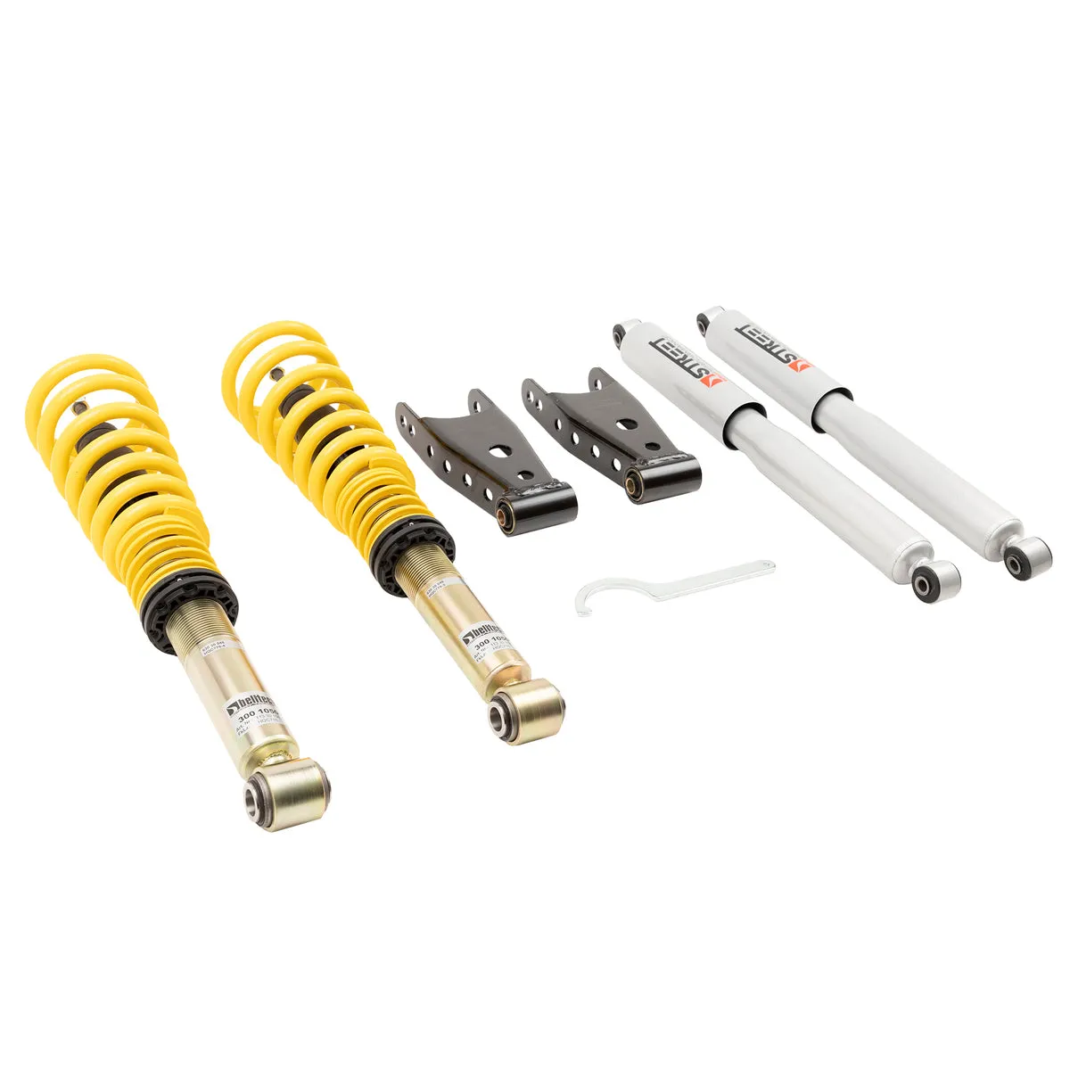 Belltech 13008 Coilover Adjustable Spring Lowering Kit Factory PreSet Fixed Damping, 0-3" Height Adjustable Drop