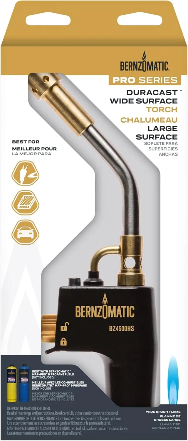Bernzomatic® DuraCast® Wide Surface Torch - Durable Cast Body Aluminum Construction for Cooking, Heat Shrinking, Metalworking, and Vinyl Wrapping (TS 4500 Torch)