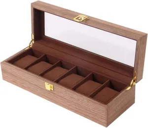 BESPORTBLE 1 Pc Box Durable Wear Resistant Watch Box Retro Wood Jewelry Storage Case with Transparent Window Practical Organizer for Watches and Accessories Slot Design for Safe Display